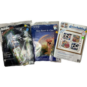 Lot Of 3 Vintage Stitchery Kits New Sealed Bucilla Stitchables made in USA